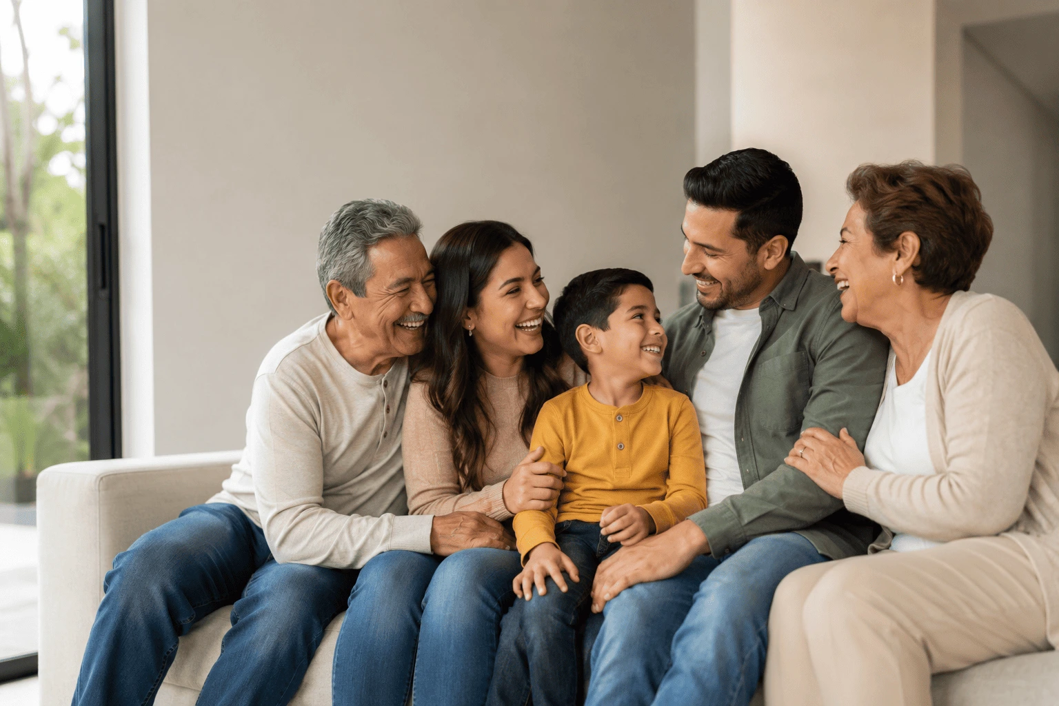 Familia colombiana sonriente protegida con un seguro de vida de Prontix Seguros